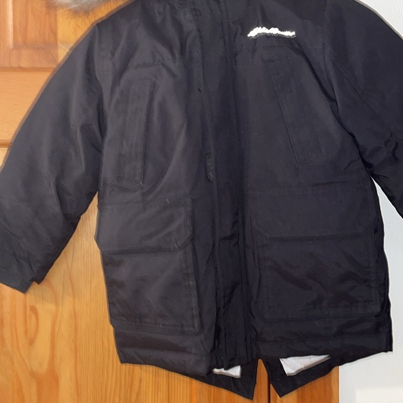 Eddie Bauer Down Coat Black Parka Jacket Faux Fur Trim Hood Waterproof 4 Kids - Picture 3 of 14